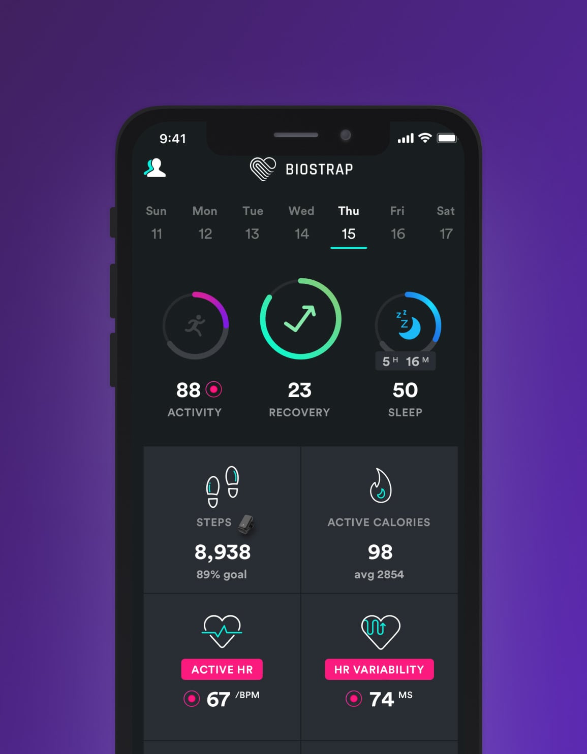 Biostrap mobile application built by Qubika