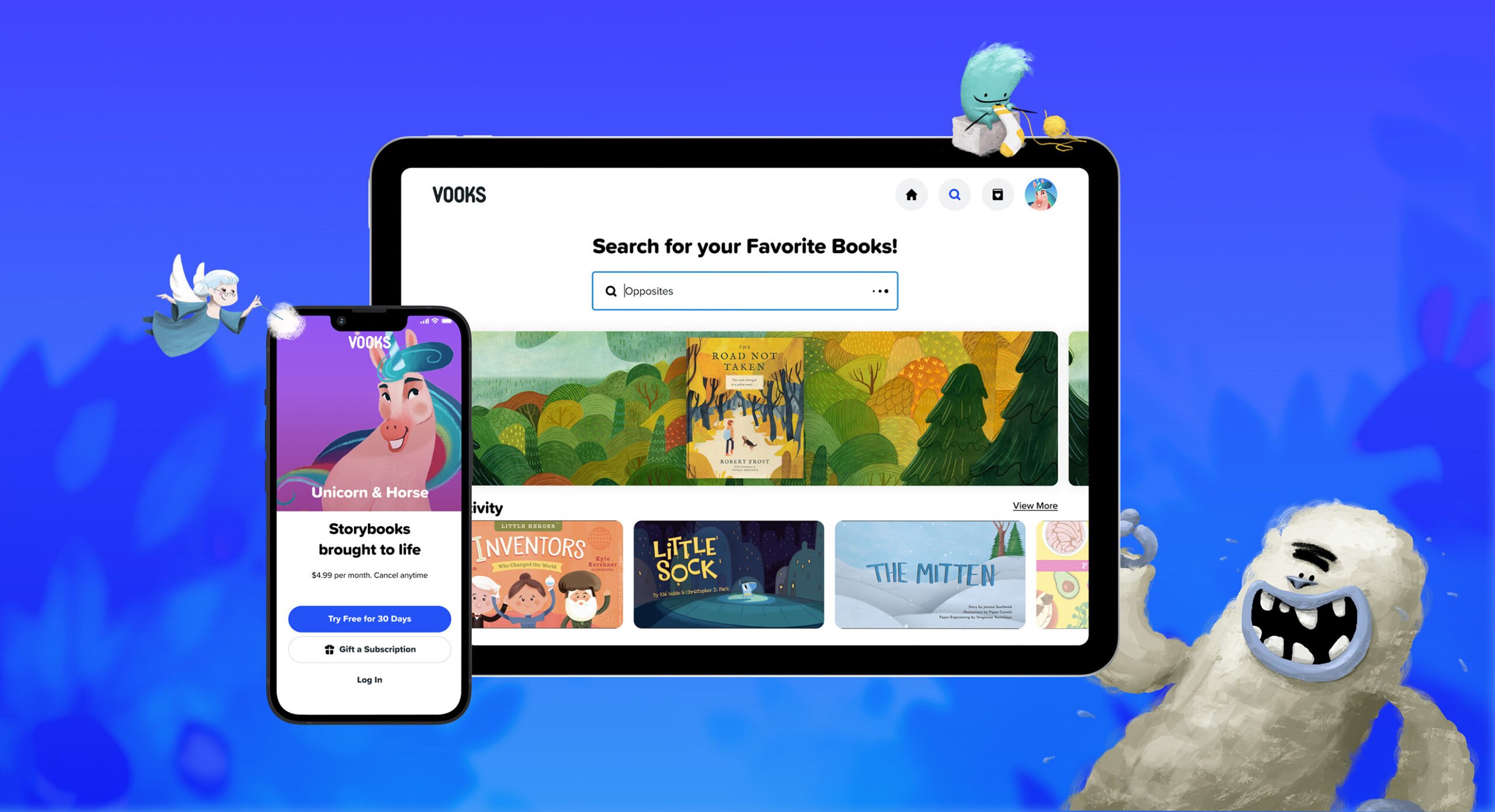 Vooks web and mobile applications